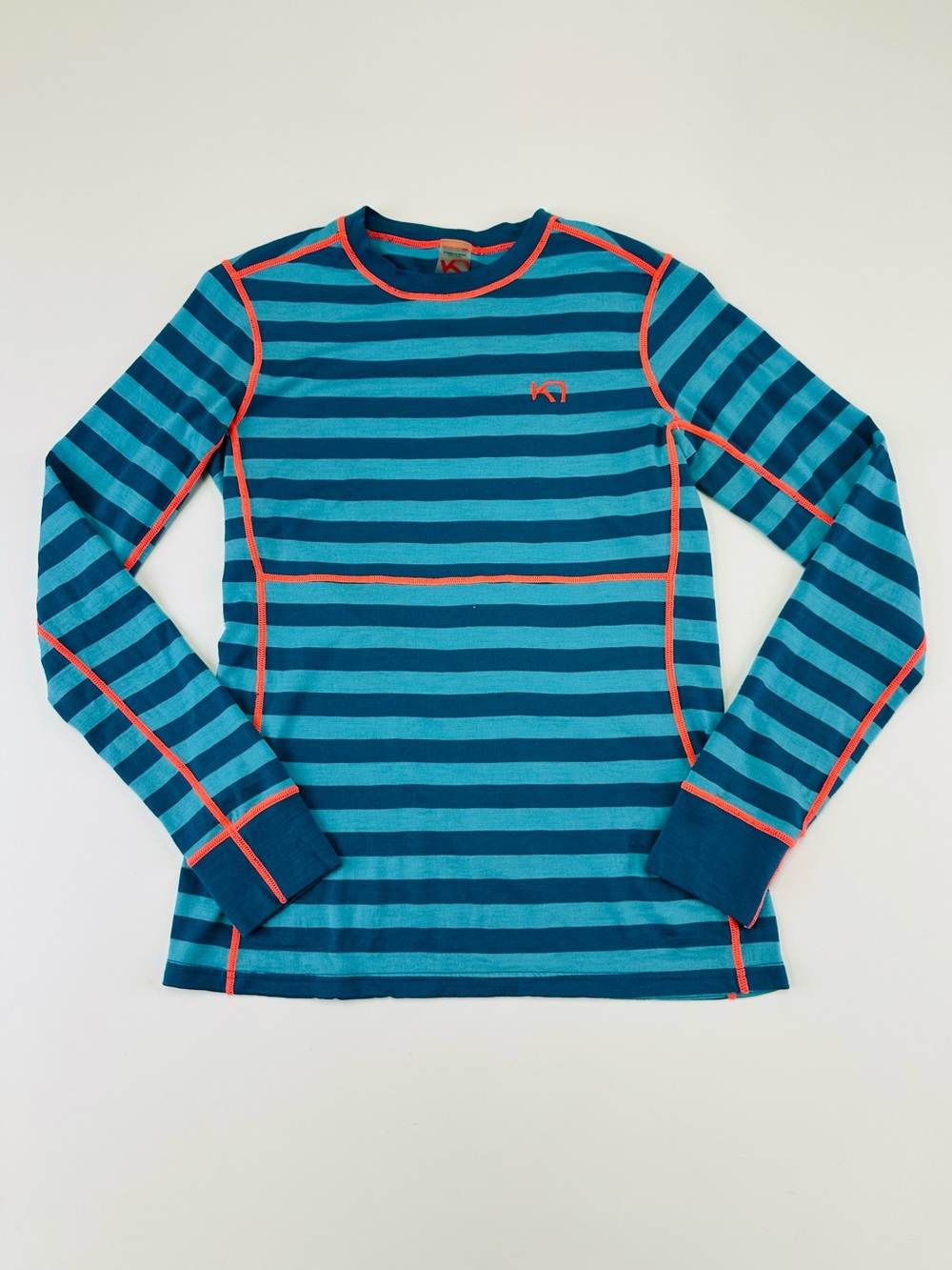 Kari Traa Merino Wool Base Layer Top Striped Medium Womens Outdoor Performance